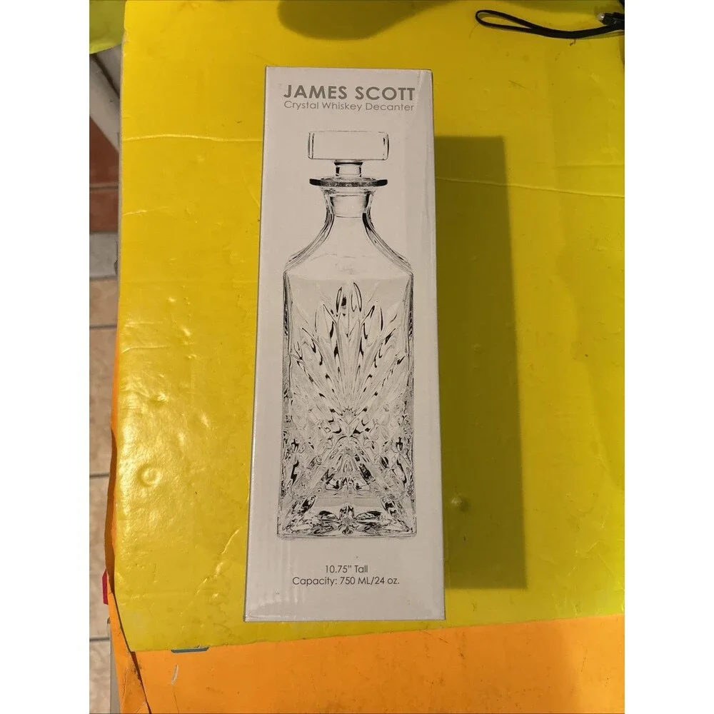 James Scott Crystal Whiskey Decanter  10.75 Tall  750ml 24oz
